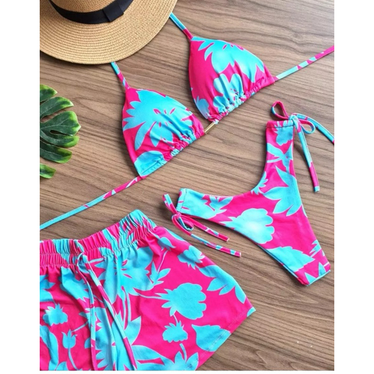 Biquíni +short com 3 peças/ biquíni Empina bumbum verão 2026