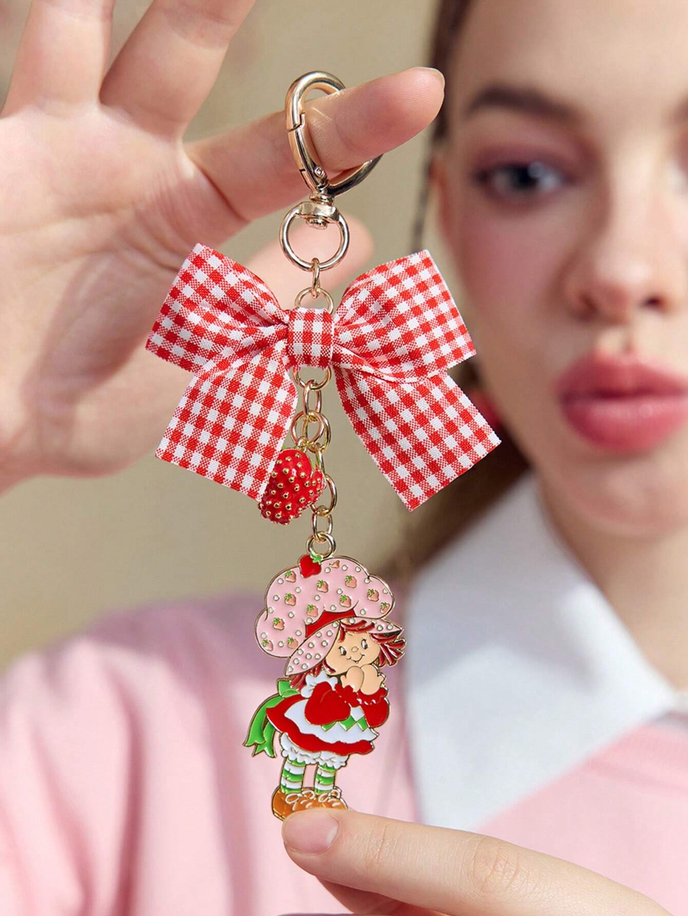 Betty Boop Chaveiro de Liga Elegante e da Moda com Cereja 3D Brilhante, Pingente de Bolsa Fofo de Desenho Animado, Charme de Bolsa, Ideias de Presente, Festa, Feriado, Dia dos Namorados