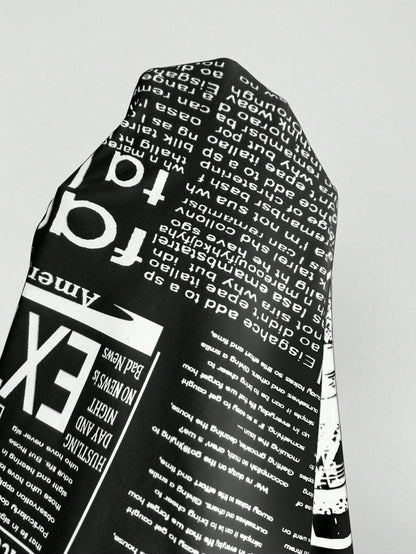 SHEIN LUNE Camisa Ajustada Estampada com Impressão de Jornal para Mulheres