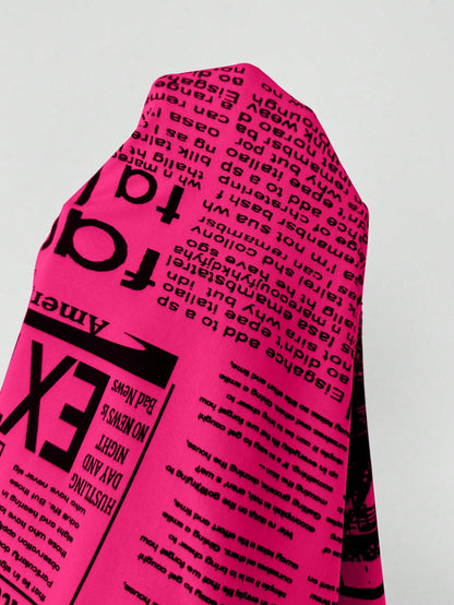 SHEIN LUNE Camisa Ajustada Estampada com Impressão de Jornal para Mulheres