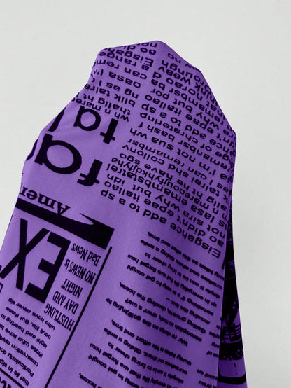 SHEIN LUNE Camisa Ajustada Estampada com Impressão de Jornal para Mulheres