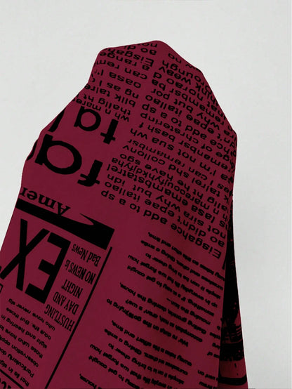 SHEIN LUNE Camisa Ajustada Estampada com Impressão de Jornal para Mulheres