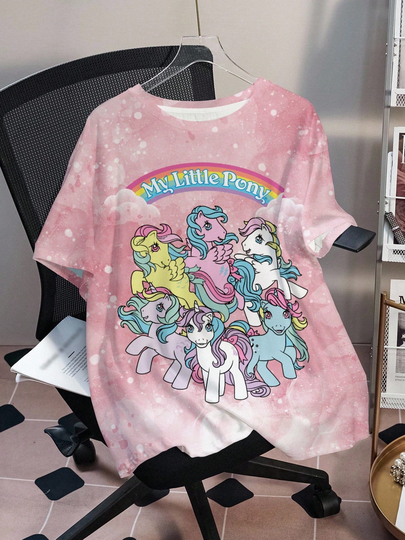 Betty Boop Camiseta Solta com Estampa de Personagem de Desenho Animado e Letra, Moda Casual Diária e de Rua para Mulheres Plus Size, Verão