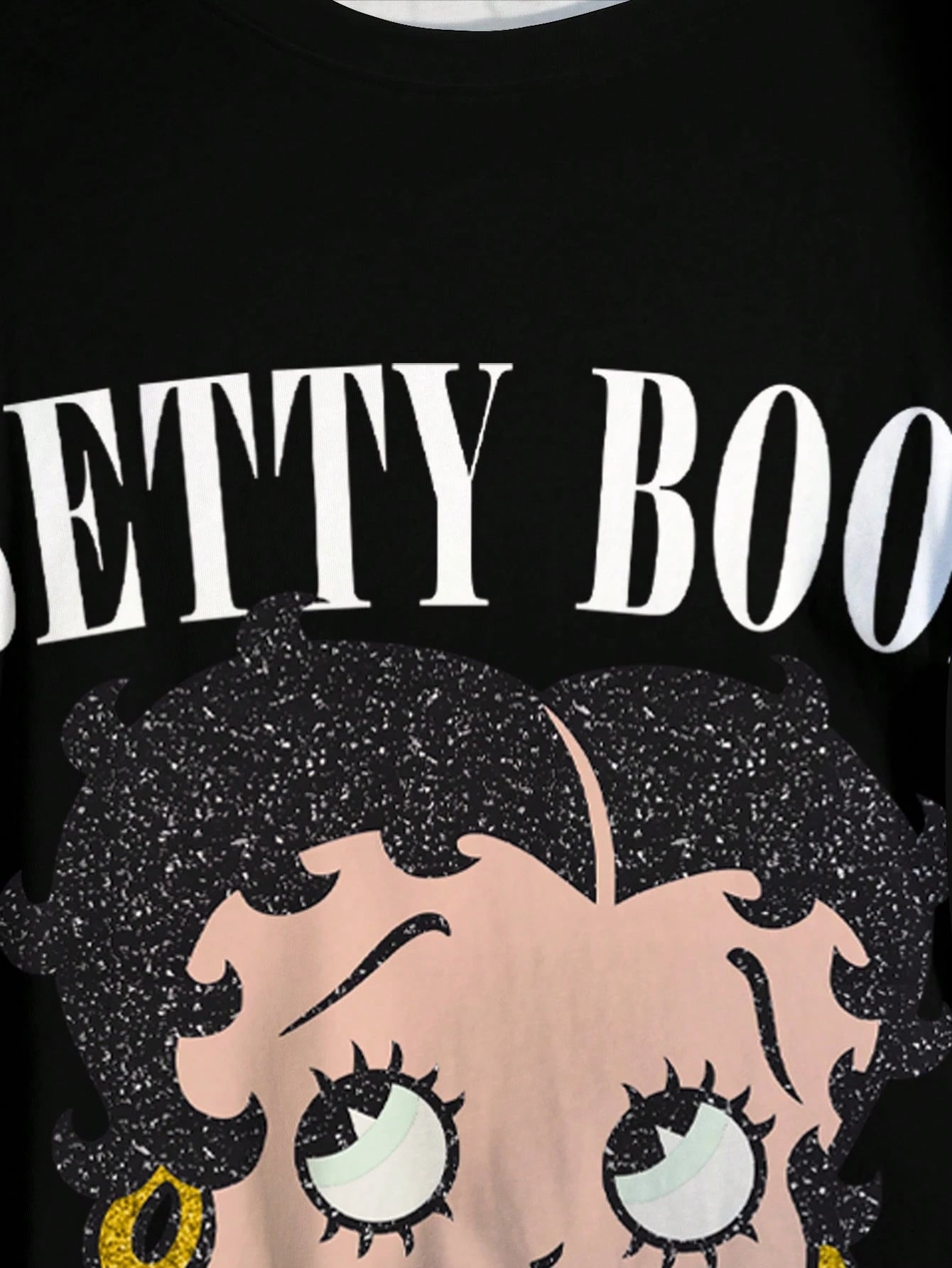 Betty Boop Camiseta Solta com Estampa de Personagem de Desenho Animado e Letra, Moda Casual Diária e de Rua para Mulheres Plus Size, Verão