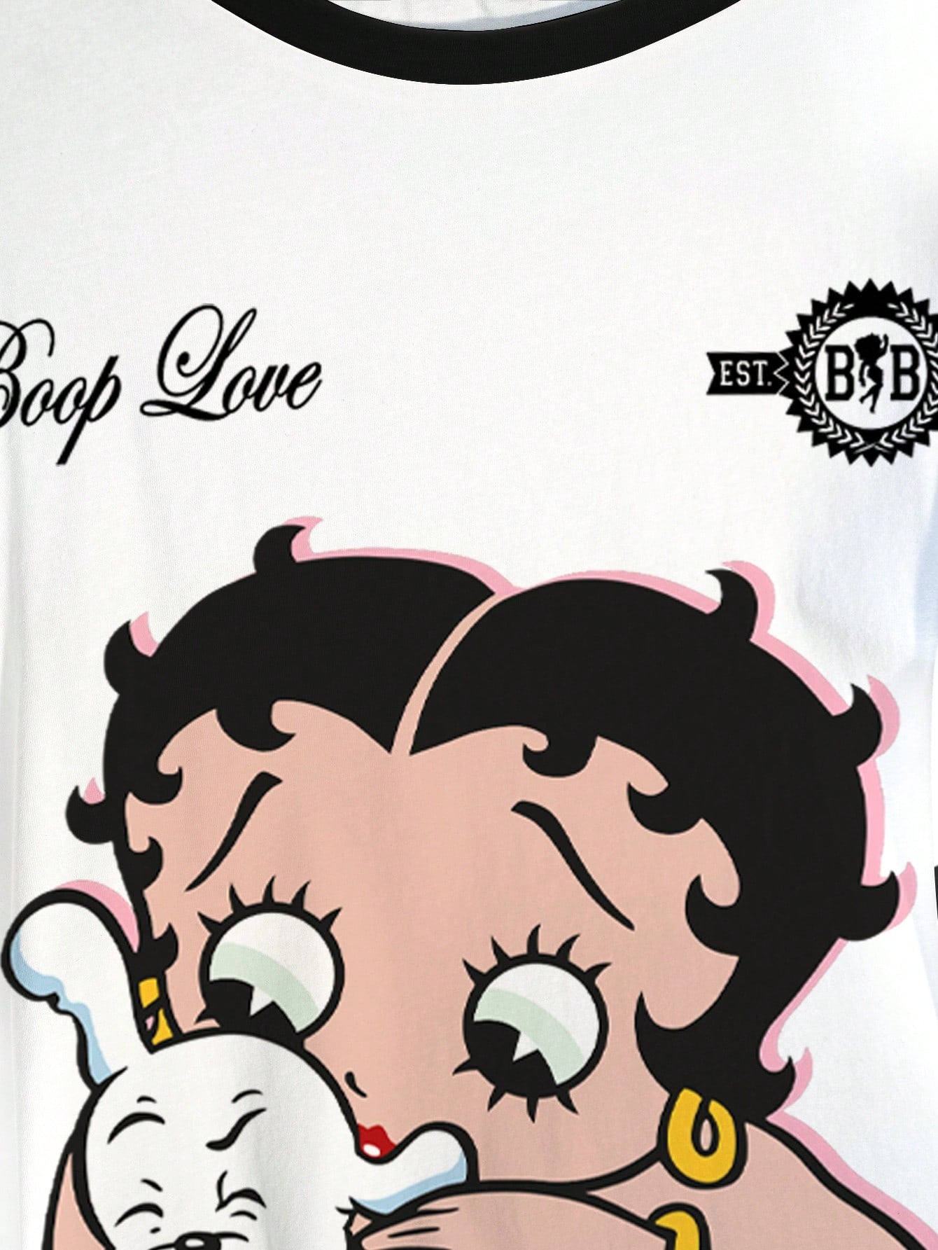 Betty Boop Camiseta Solta com Estampa de Personagem de Desenho Animado e Letra, Moda Casual Diária e de Rua para Mulheres Plus Size, Verão