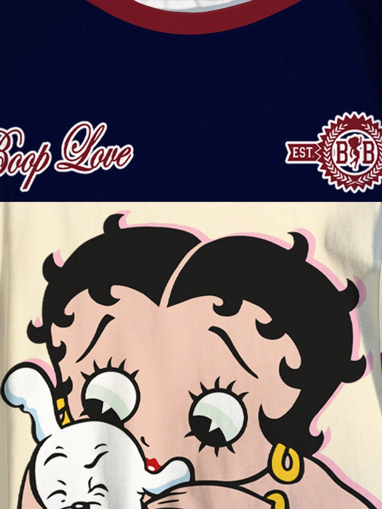 Betty Boop Camiseta Solta com Estampa de Personagem de Desenho Animado e Letra, Moda Casual Diária e de Rua para Mulheres Plus Size, Verão