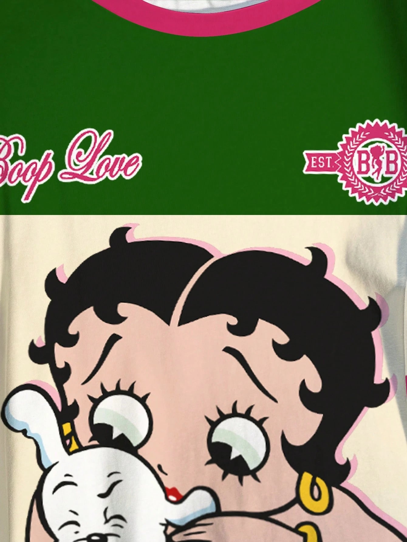 Betty Boop Camiseta Solta com Estampa de Personagem de Desenho Animado e Letra, Moda Casual Diária e de Rua para Mulheres Plus Size, Verão