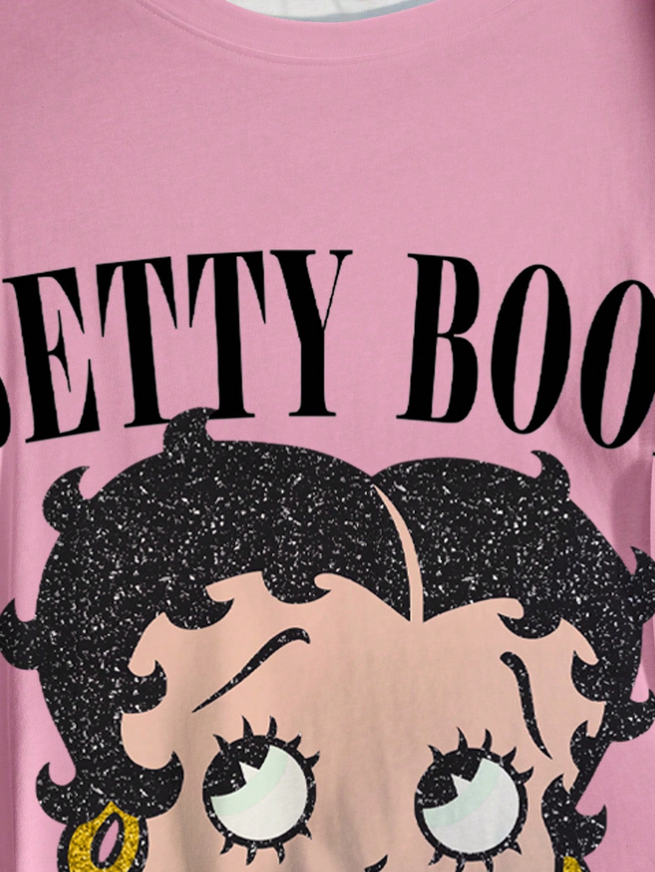 Betty Boop Camiseta Solta com Estampa de Personagem de Desenho Animado e Letra, Moda Casual Diária e de Rua para Mulheres Plus Size, Verão