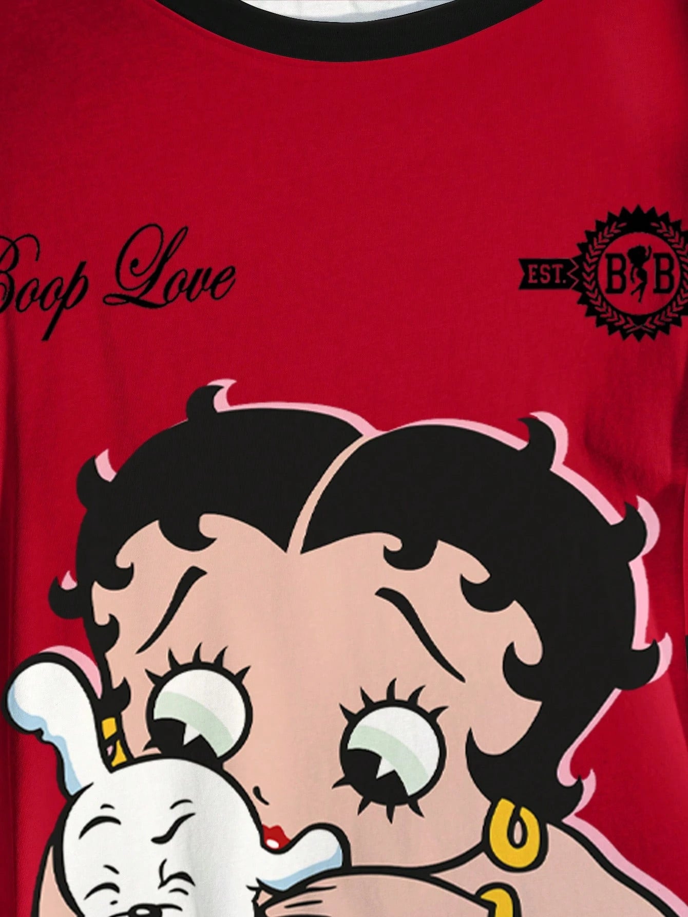 Betty Boop Camiseta Solta com Estampa de Personagem de Desenho Animado e Letra, Moda Casual Diária e de Rua para Mulheres Plus Size, Verão