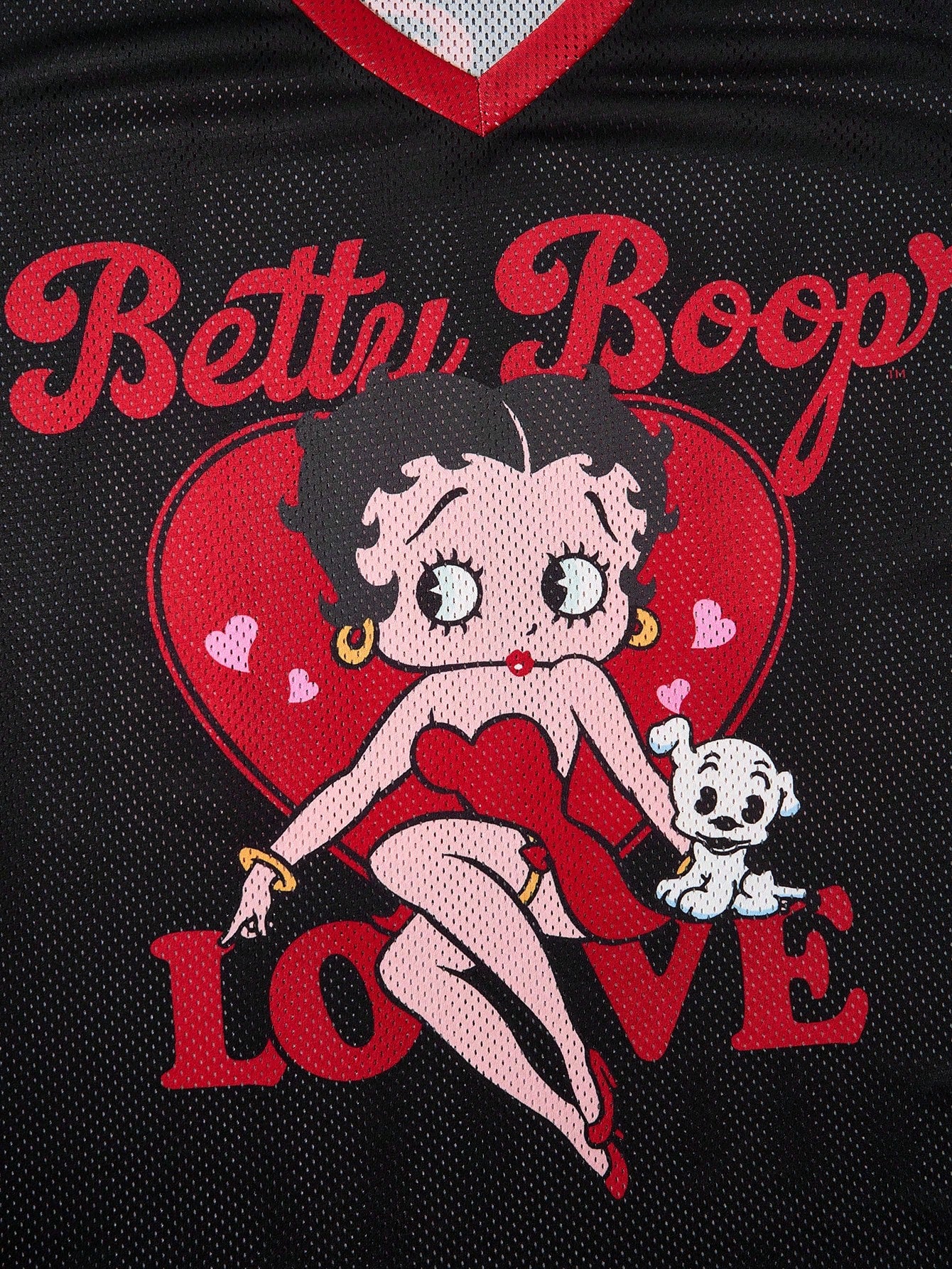 Betty Boop x SHEIN Camiseta Casual de Manga Curta com Decote em V e Estampa de Desenho Animado, Plus Size, Verão