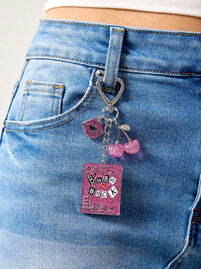 Betty Boop Chaveiro de Liga Elegante e da Moda com Cereja 3D Brilhante, Pingente de Bolsa Fofo de Desenho Animado, Charme de Bolsa, Ideias de Presente, Festa, Feriado, Dia dos Namorados