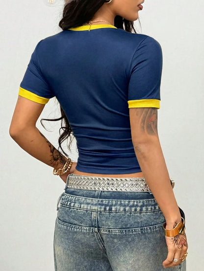 Coolane Regata Estilo Streetwear Plus Size Feminina para Primavera/Verão com Design de Camisa de Basquete Impressão de Letras Amarela para o Brasil