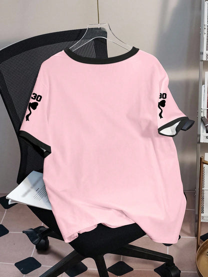 Betty Boop Camiseta Solta com Estampa de Personagem de Desenho Animado e Letra, Moda Casual Diária e de Rua para Mulheres Plus Size, Verão