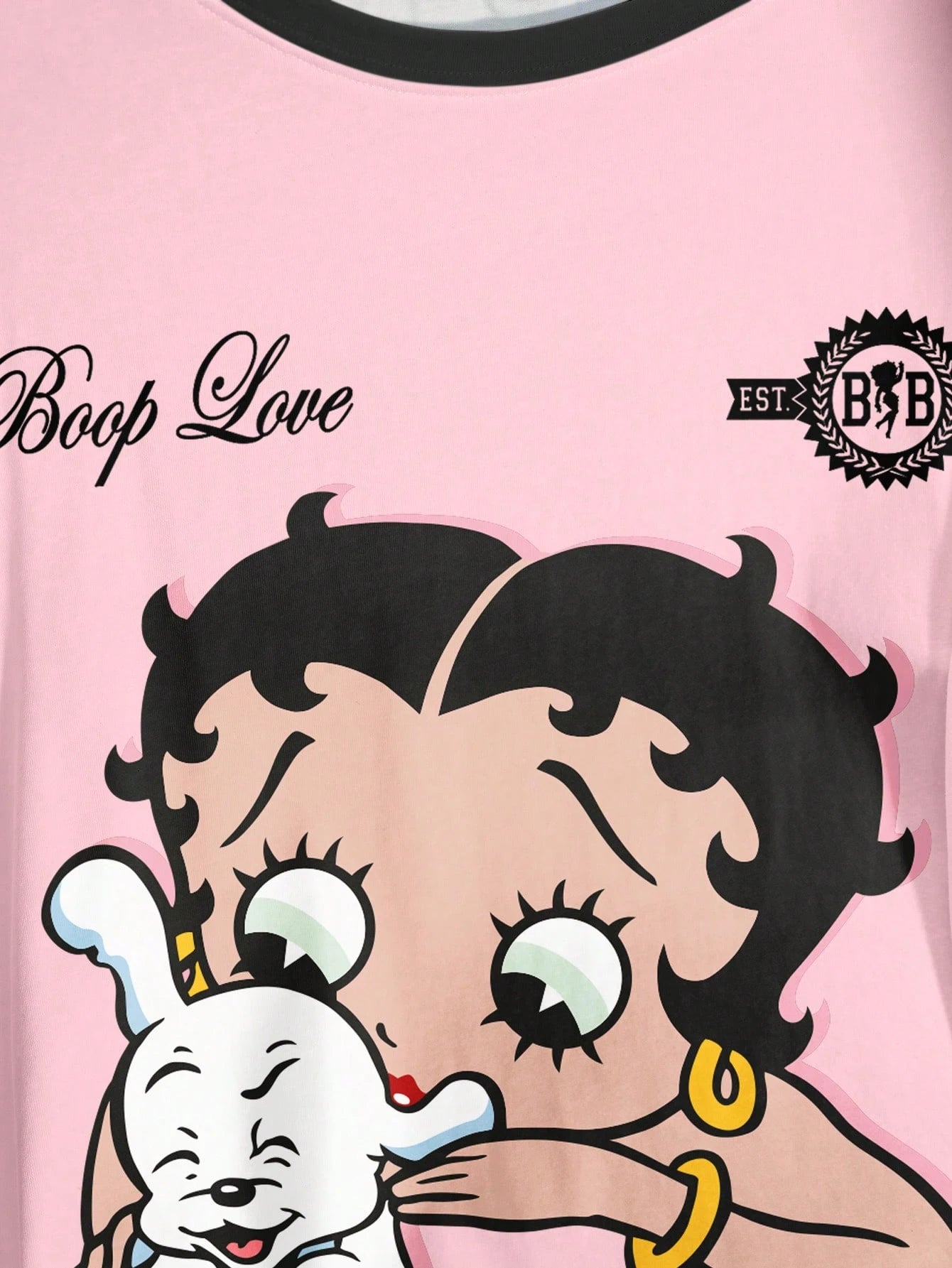 Betty Boop Camiseta Solta com Estampa de Personagem de Desenho Animado e Letra, Moda Casual Diária e de Rua para Mulheres Plus Size, Verão
