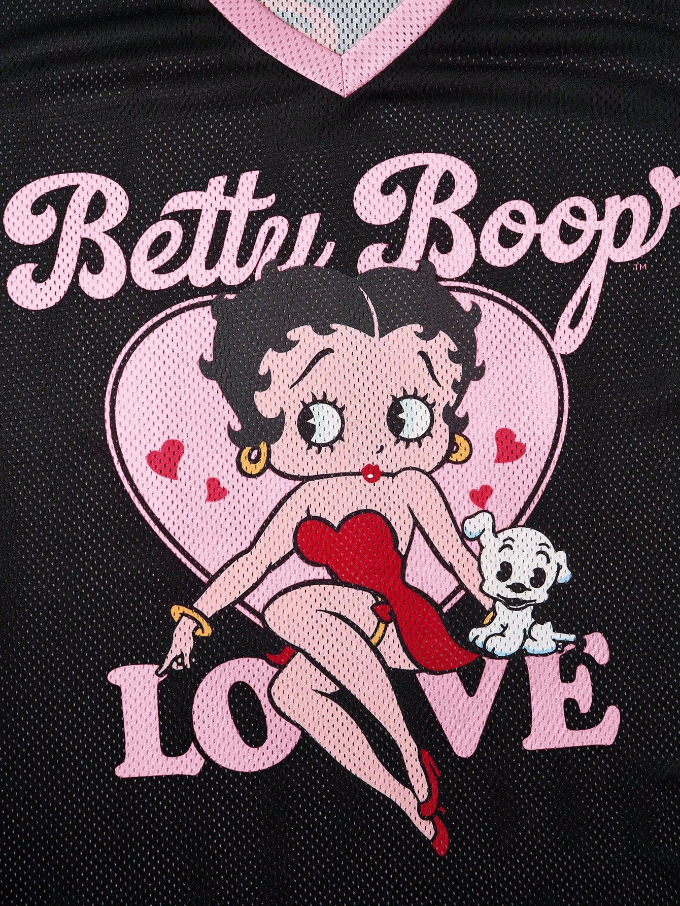 Betty Boop x SHEIN Camiseta Casual de Manga Curta com Decote em V e Estampa de Desenho Animado, Plus Size, Verão