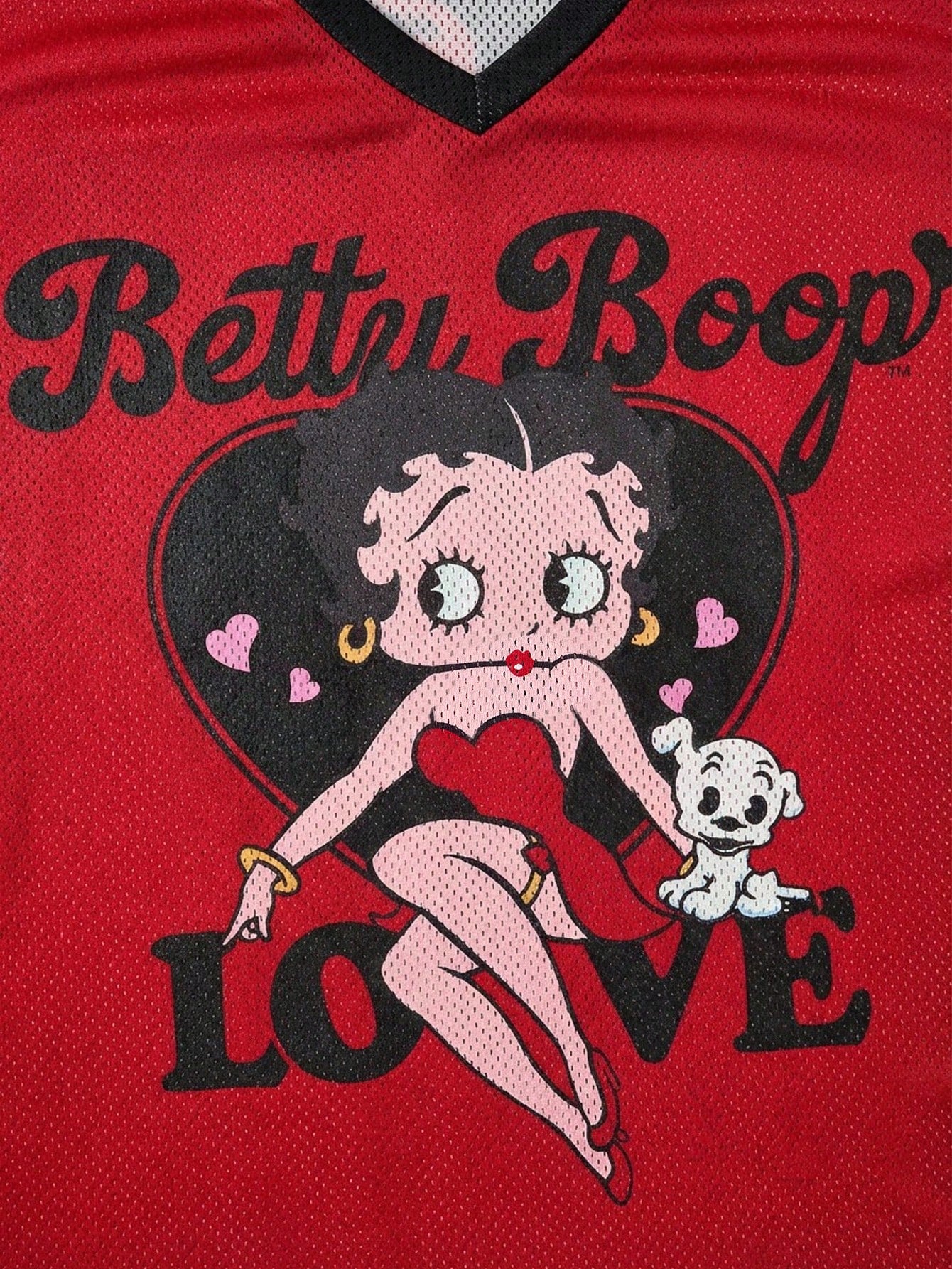 Betty Boop x SHEIN Camiseta Casual de Manga Curta com Decote em V e Estampa de Desenho Animado, Plus Size, Verão
