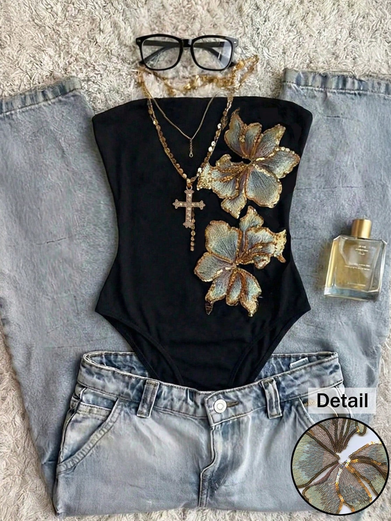 Glimmora Bodysuit Estampado Floral com Bandeau para Mulheres