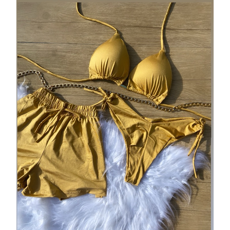 Biquíni +short com 3 peças/ biquíni Empina bumbum verão 2026