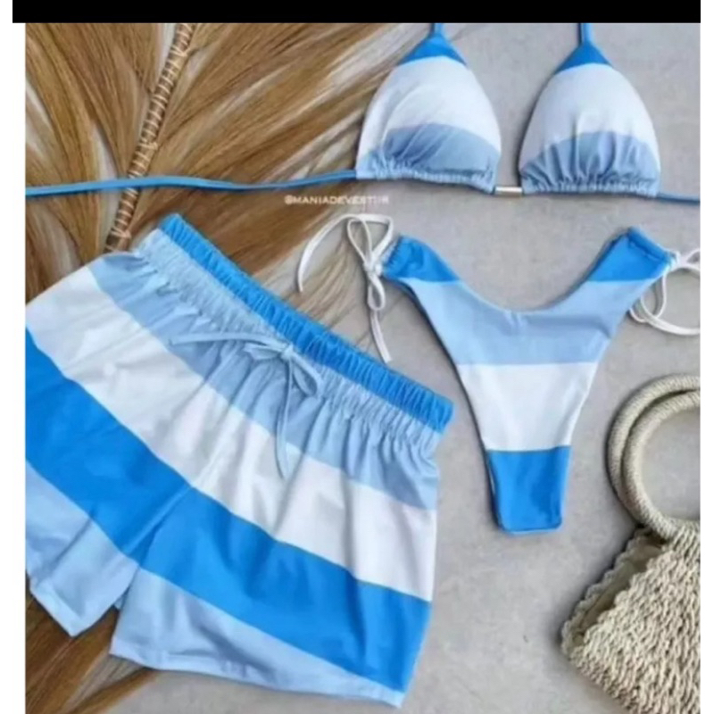 Biquíni +short com 3 peças/ biquíni Empina bumbum verão 2026