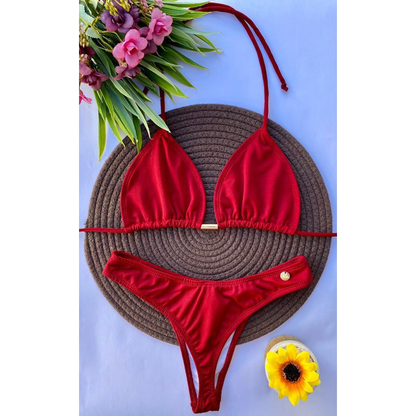 biquíni asa delta feminino cintura alta moda praia