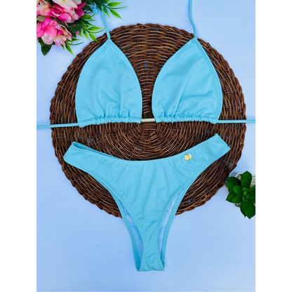 biquíni asa delta feminino cintura alta moda praia