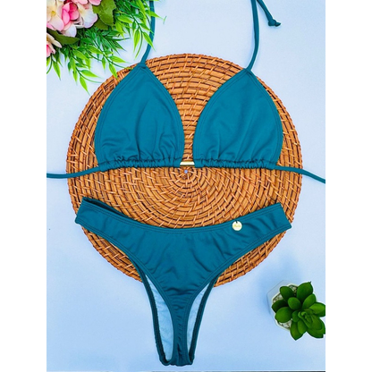 biquíni asa delta feminino cintura alta moda praia