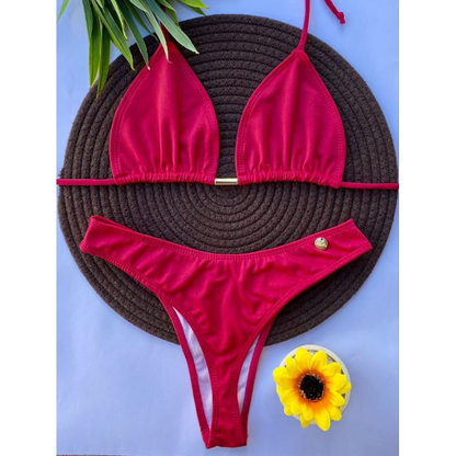 biquíni asa delta feminino cintura alta moda praia