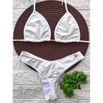 biquíni asa delta feminino cintura alta moda praia
