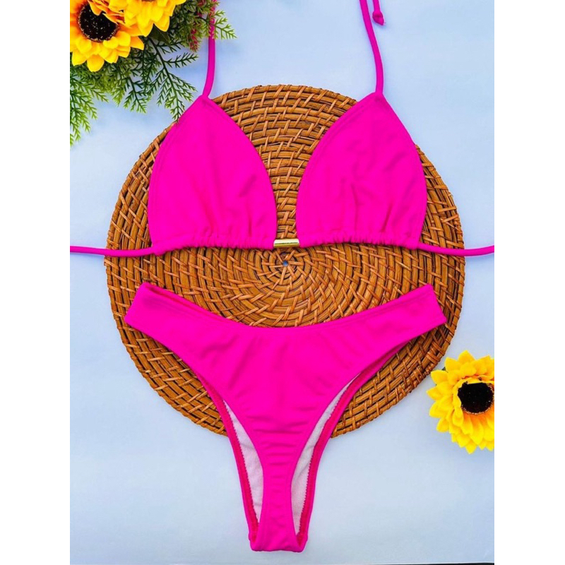 biquíni asa delta feminino cintura alta moda praia