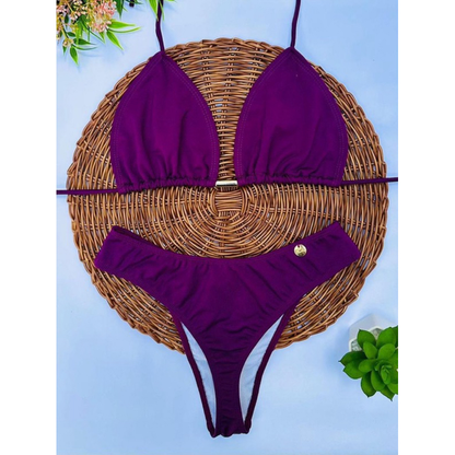 biquíni asa delta feminino cintura alta moda praia