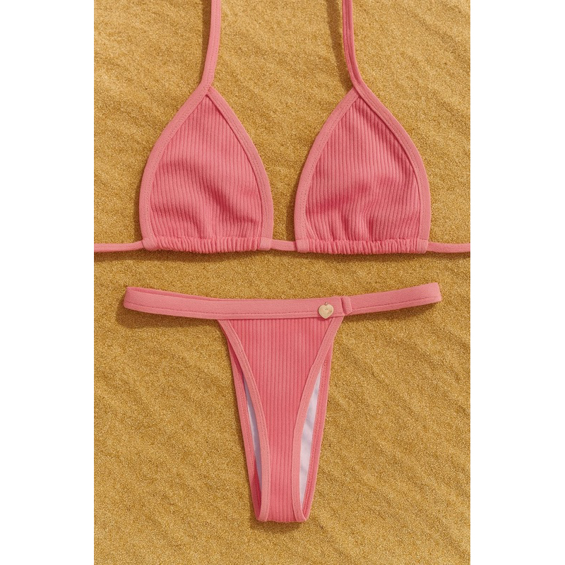 conjunto biquíni Cortininha fita bronze tecido anarruga