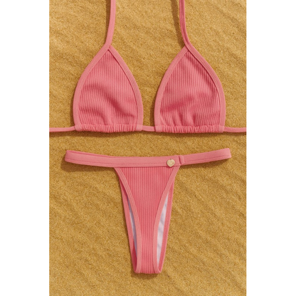 conjunto biquíni Cortininha fita bronze tecido anarruga