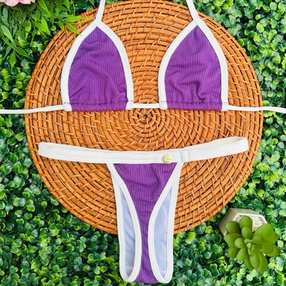 conjunto biquíni Cortininha fita bronze tecido anarruga