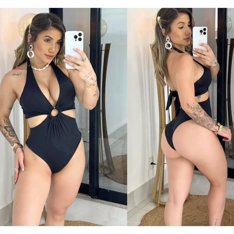 Maiô Body Argola Modelador Feminino com Bojo Multiformas Praia Piscina Confortavel Veste Perfeito