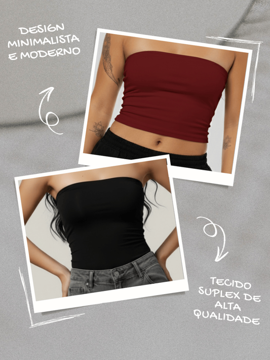 Kit 3 Tops Tube Feminino Canelado Versátil Moderno Tendência Casual Ajuste Perfeito Conforto Estilo