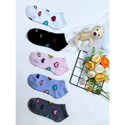 Kit 12 Pares Meias Feminina Soquete Cores Fofas 35ao40 com desenho