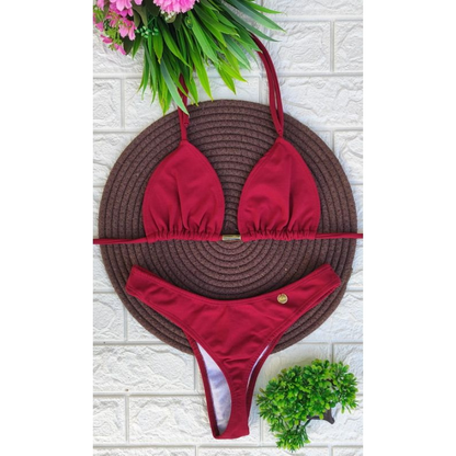 biquíni asa delta feminino cintura alta moda praia