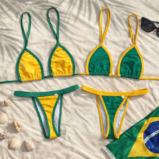 BIQUINI FEMININO BRASIL FITA MODA PRAIA BRASILEIRINHA AMARELO VERDE AZUL