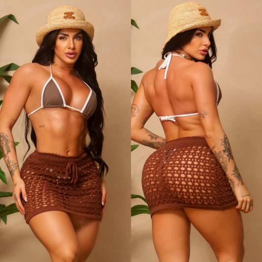 saída de praia saia curta tricô lindas cores verão moda praia