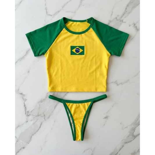 BIQUINI FEMININO BRASIL FITA MODA PRAIA BRASILEIRINHA AMARELO VERDE AZUL