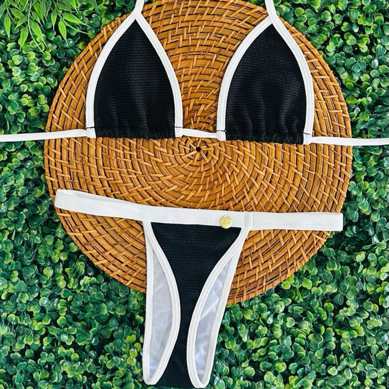 conjunto biquíni Cortininha fita bronze tecido anarruga