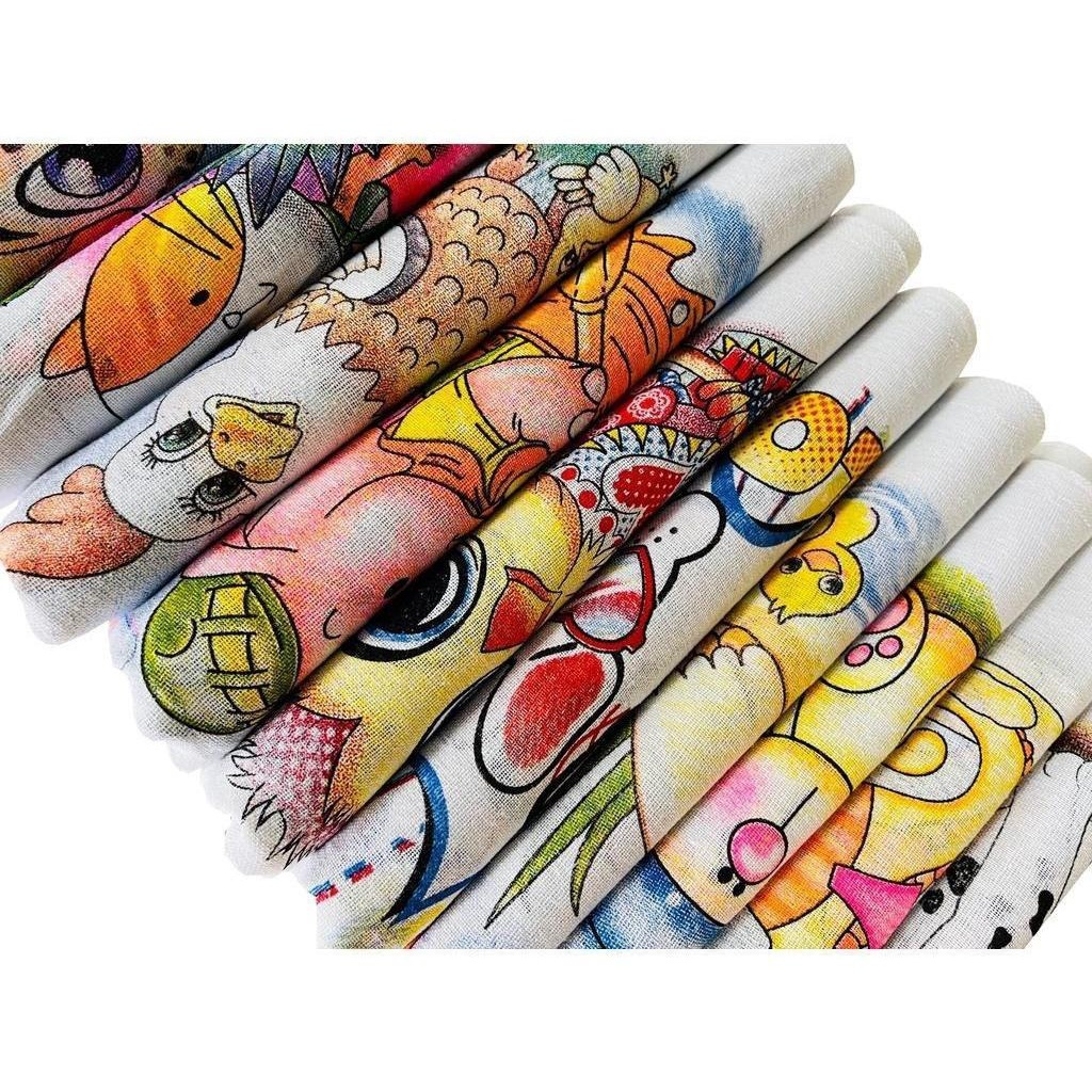 Pano De Prato Estampado Bainha Kit Com 10 Peças