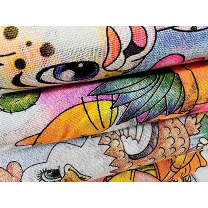Pano De Prato Estampado Bainha Kit Com 10 Peças