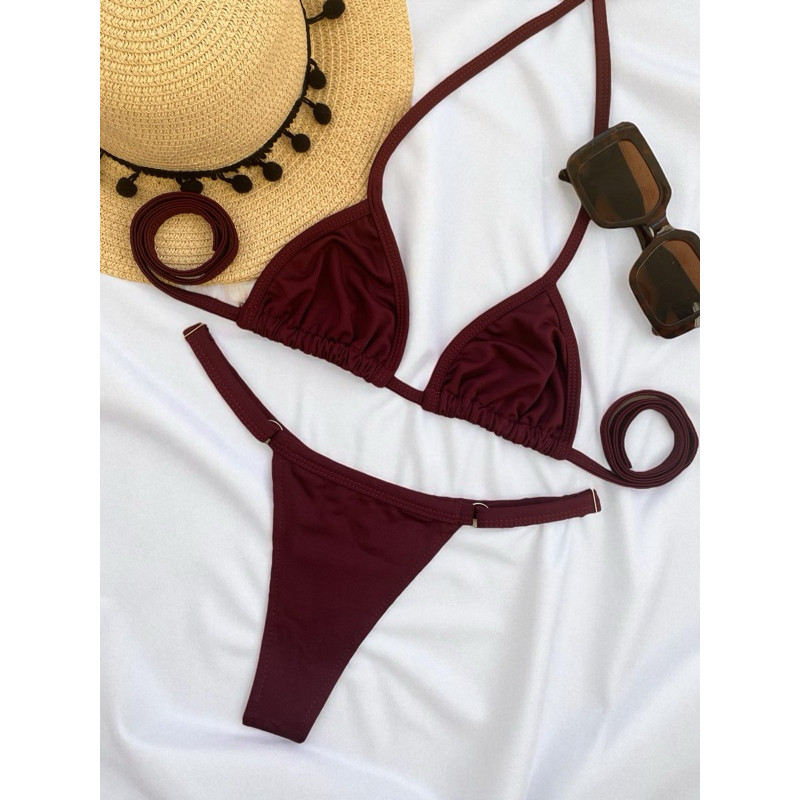 Biquíni Feminino Cortininha Fio Dental Marquinha Moda Praia Verão